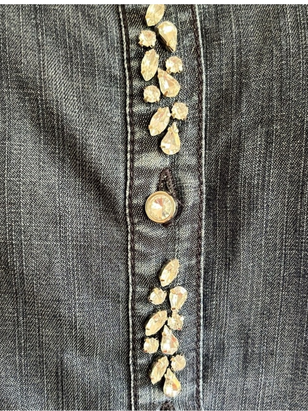 Chico's Embellished Denim Shirt - Blue - Picture 6 of 10